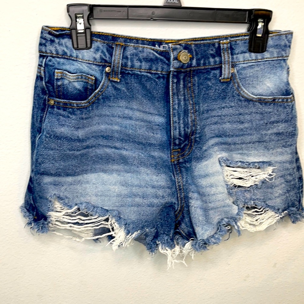 High rise denim shorts